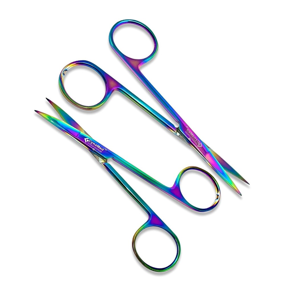 Cynamed Iris Micro Dissecting Scissors w/Titanium Coating Straight & Curved 2pcs