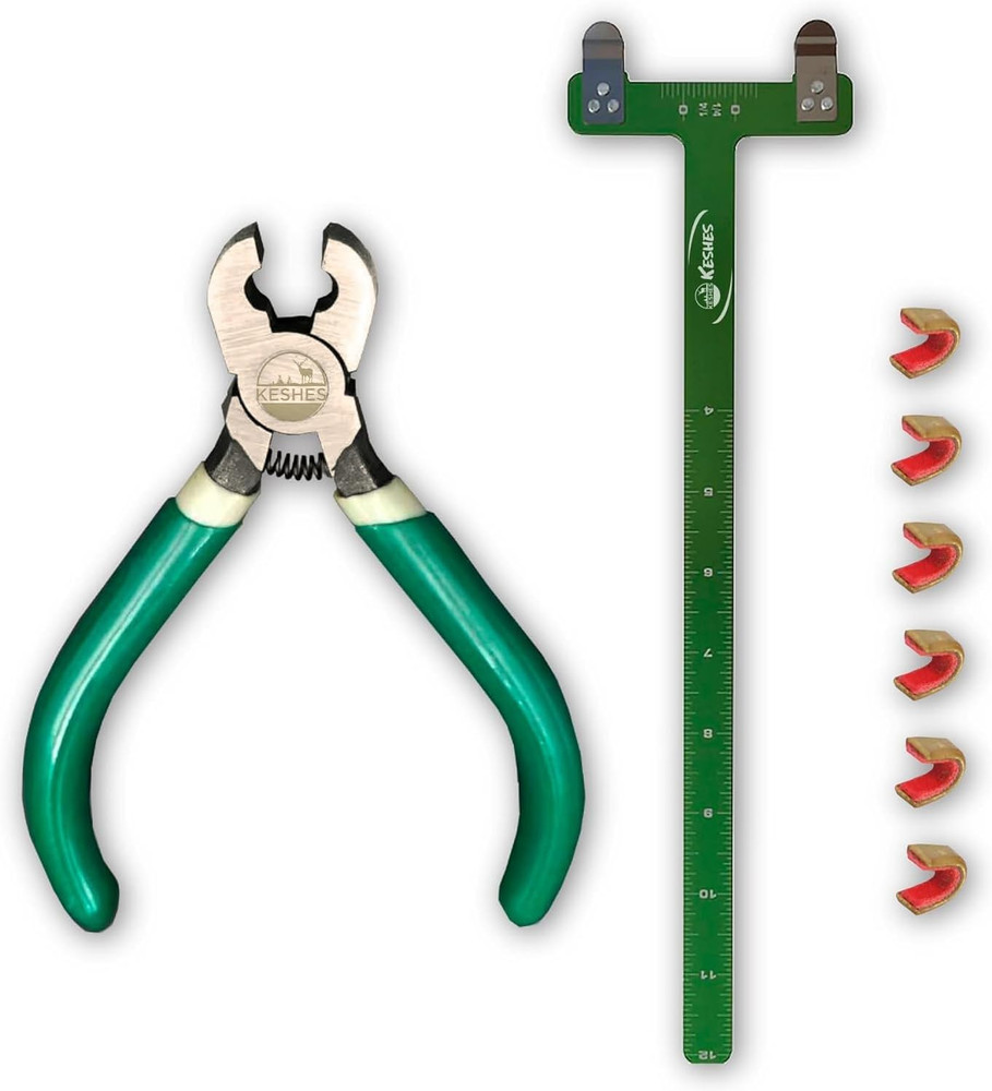 Archery Bow String Nocking Points Set – T Square Ruler, Nock Pliers with 6 Brass