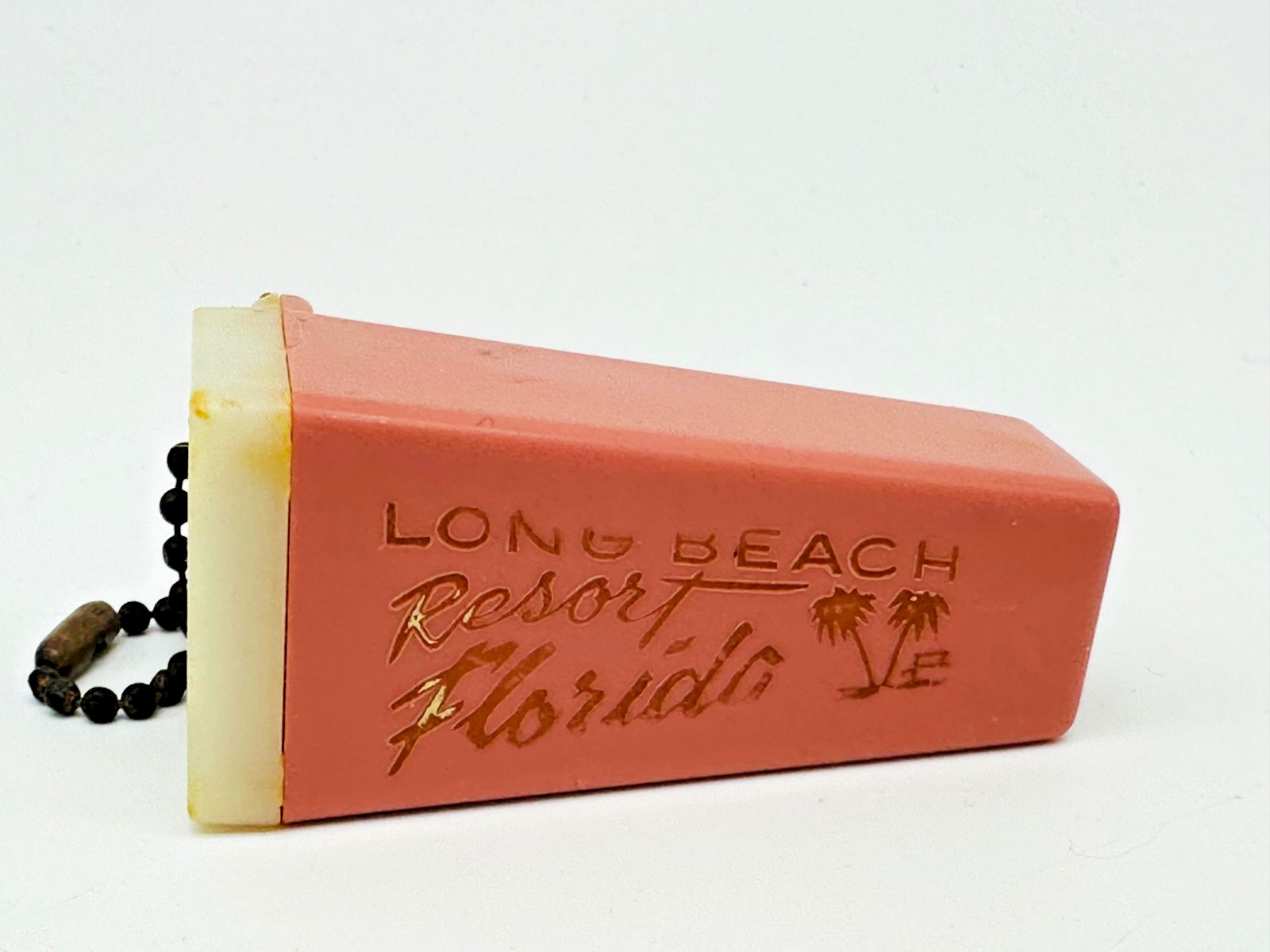 Vintage Long Beach Resort Florida Picture Souvenir Keychain Viewer Family Photo