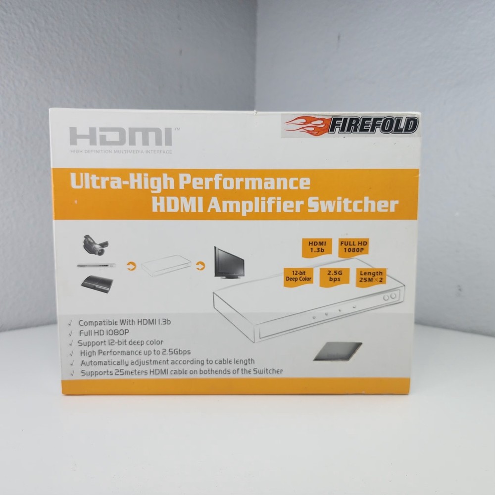 FireFold HDMI Switch 3-Port Amplifier with Remote High Performance 1080p