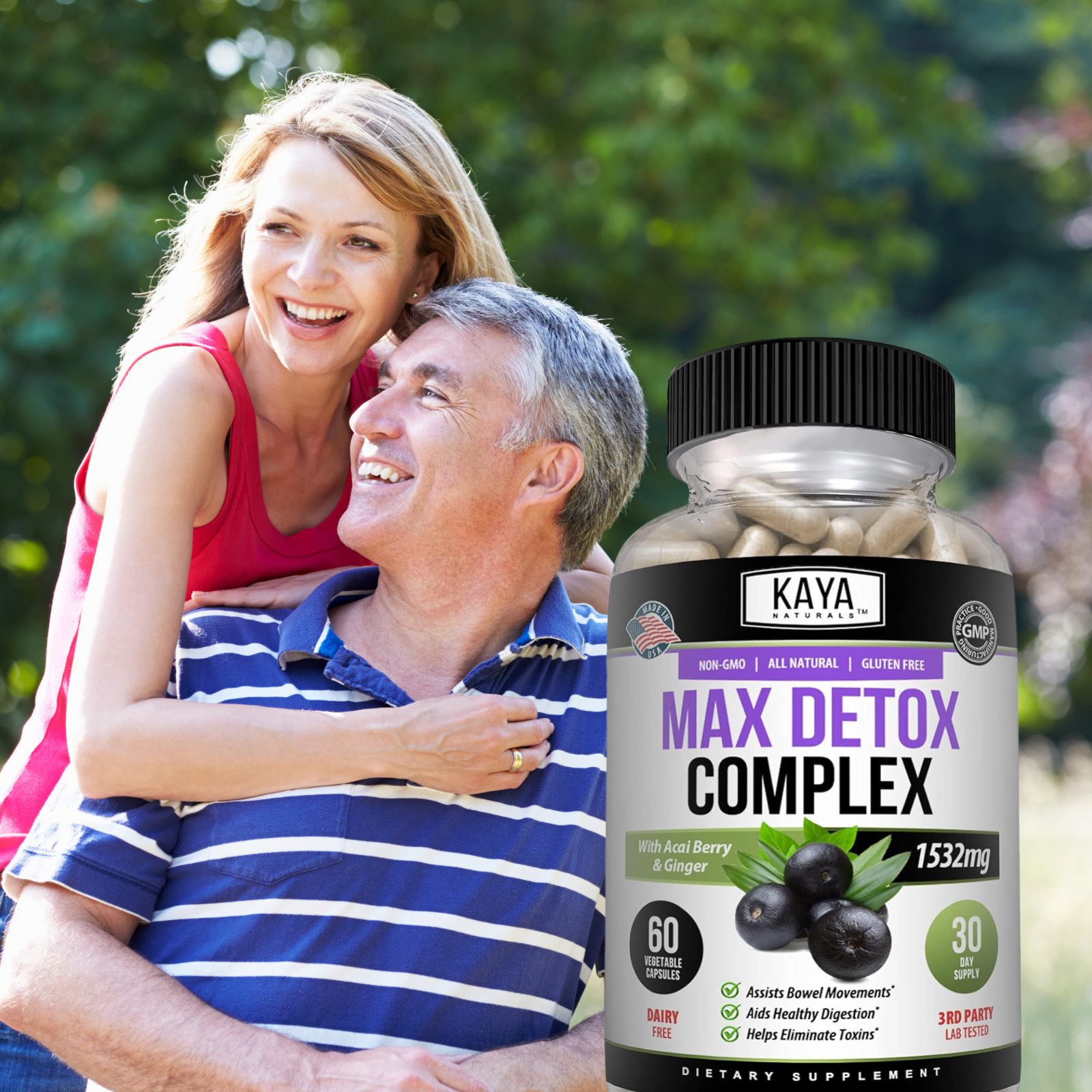 Max Detox 60ct Colon Liver Gut Cleanse Toxins Energy Boost Weight Loss Capsules