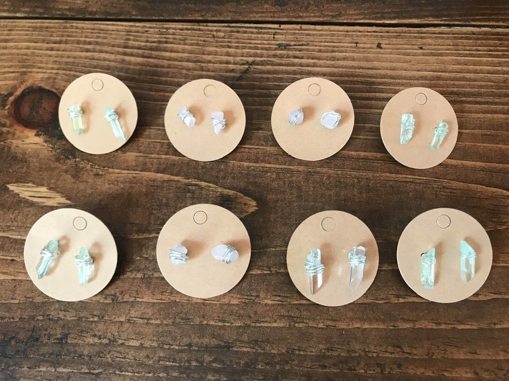 Handmade sterling silver clear crystal stud earrings