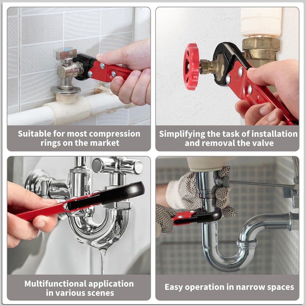 Angle Stop Wrench Kit High-Precision Angle-on Efficient Valve & Pipe Install Red