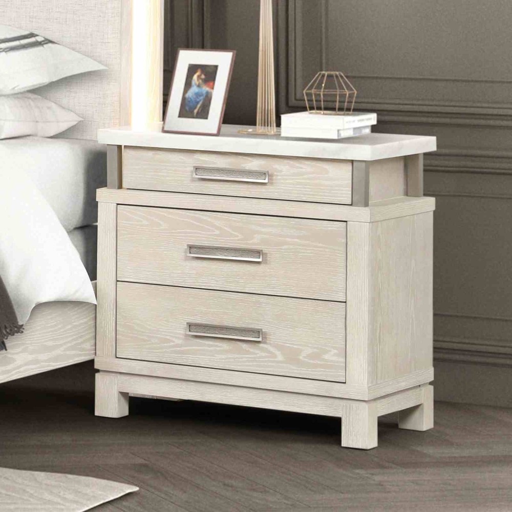 Weathered Gray Finish Eastern King Size 4pc Bed Set Transitional Style Bedroom