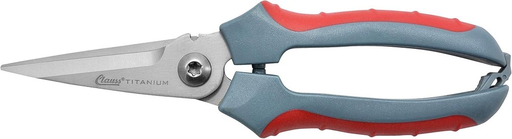 Clauss 8" Titanium Snips with Wire Cutter, Spring-Assist, 1-Pack, Grey