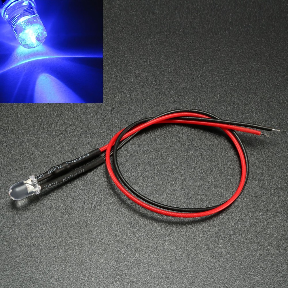 5Pcs 5mm Pre-Wired Diffused LED Diodes Light 20mA DC 9-12V Blue