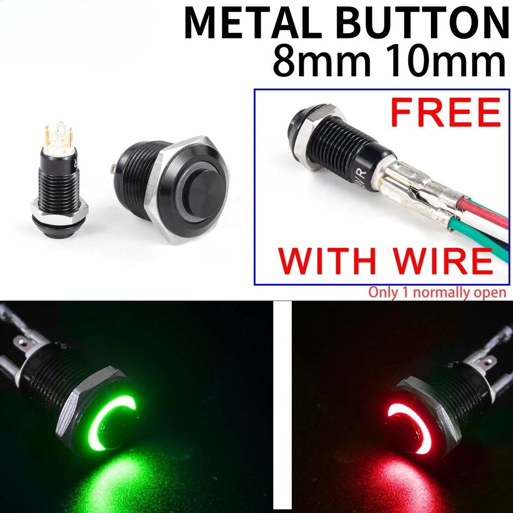 High Head Waterproof Metal Push Button Switch LED Light Self-locking/reset New