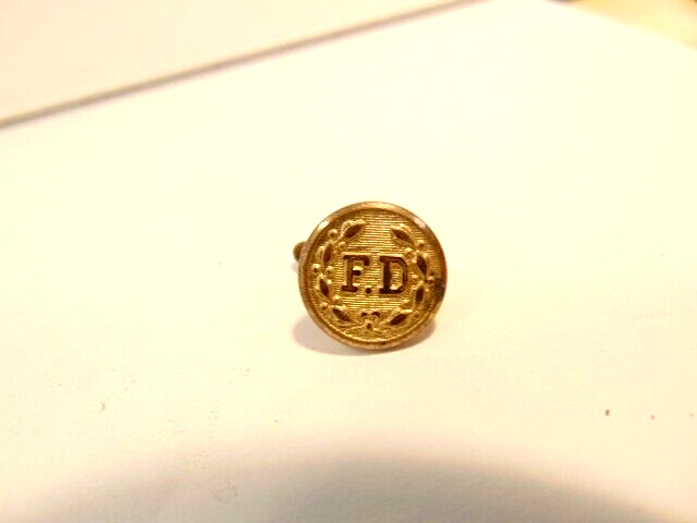 small vintage "FD" fire department brass Superior Quality uniform button