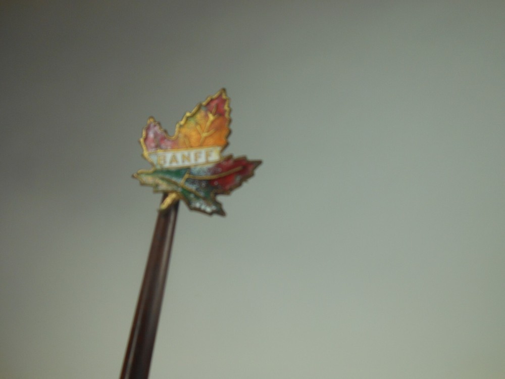 Two Canadian Maple Leaf Enamel Pins Kenora Banff