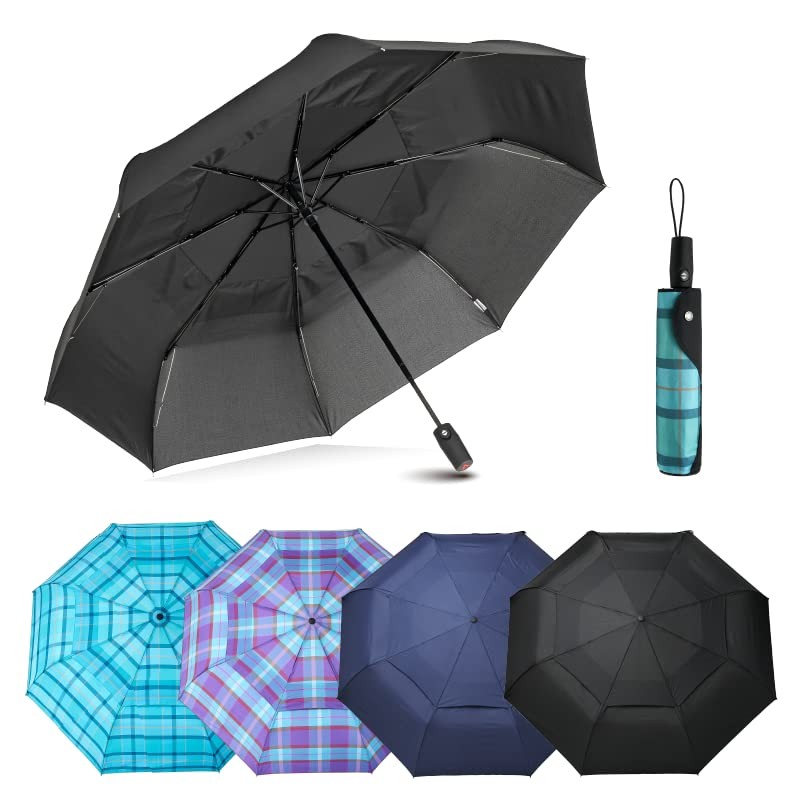 Edinburgh Large Windproof Travel Umbrella - Wind Resistant, Automatic, Black