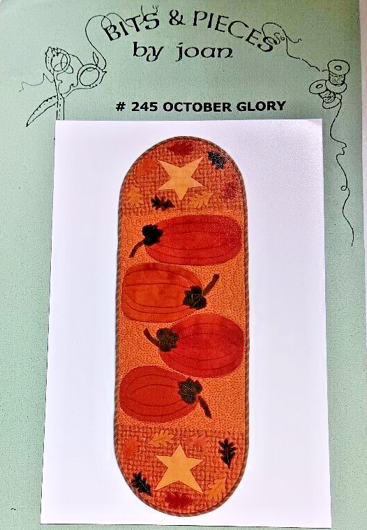 "October Glory" Table Runner Pattern~Pumpkin Leaf Star Applique~Used-45"L x 16"W
