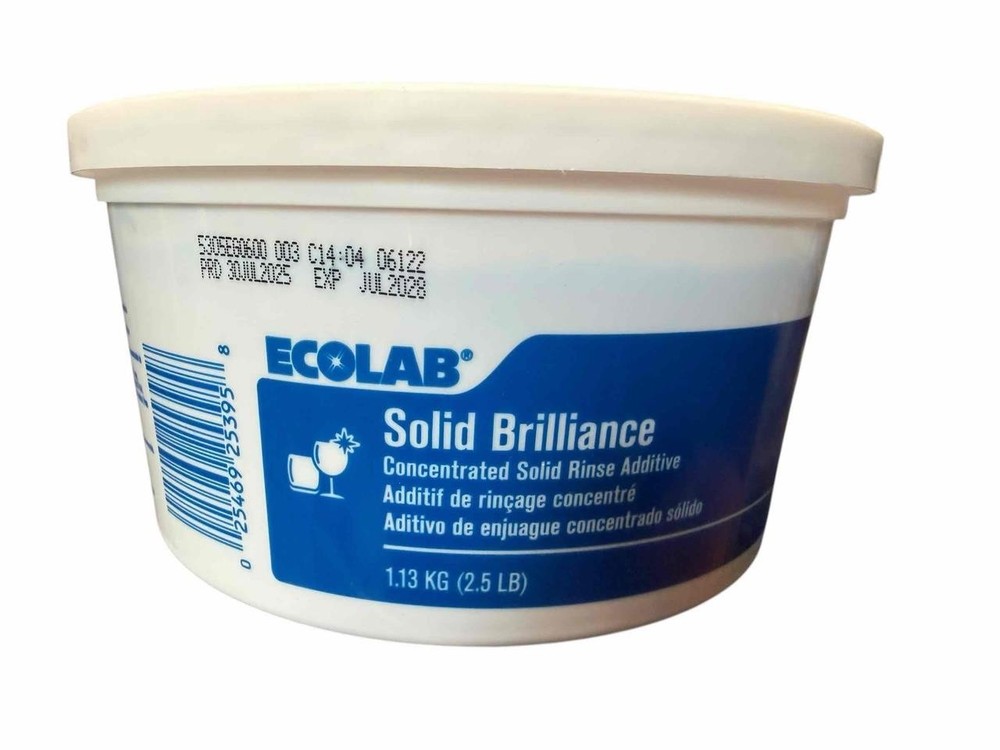 2 Pack Ecolab Solid Brilliance Concentrated Solid Rinse Additive 2.5lb 6125395