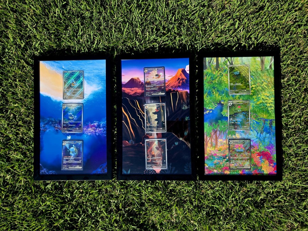 x3 Pokémon 151 Starter Evolution Set Pokémon Card Display Frames