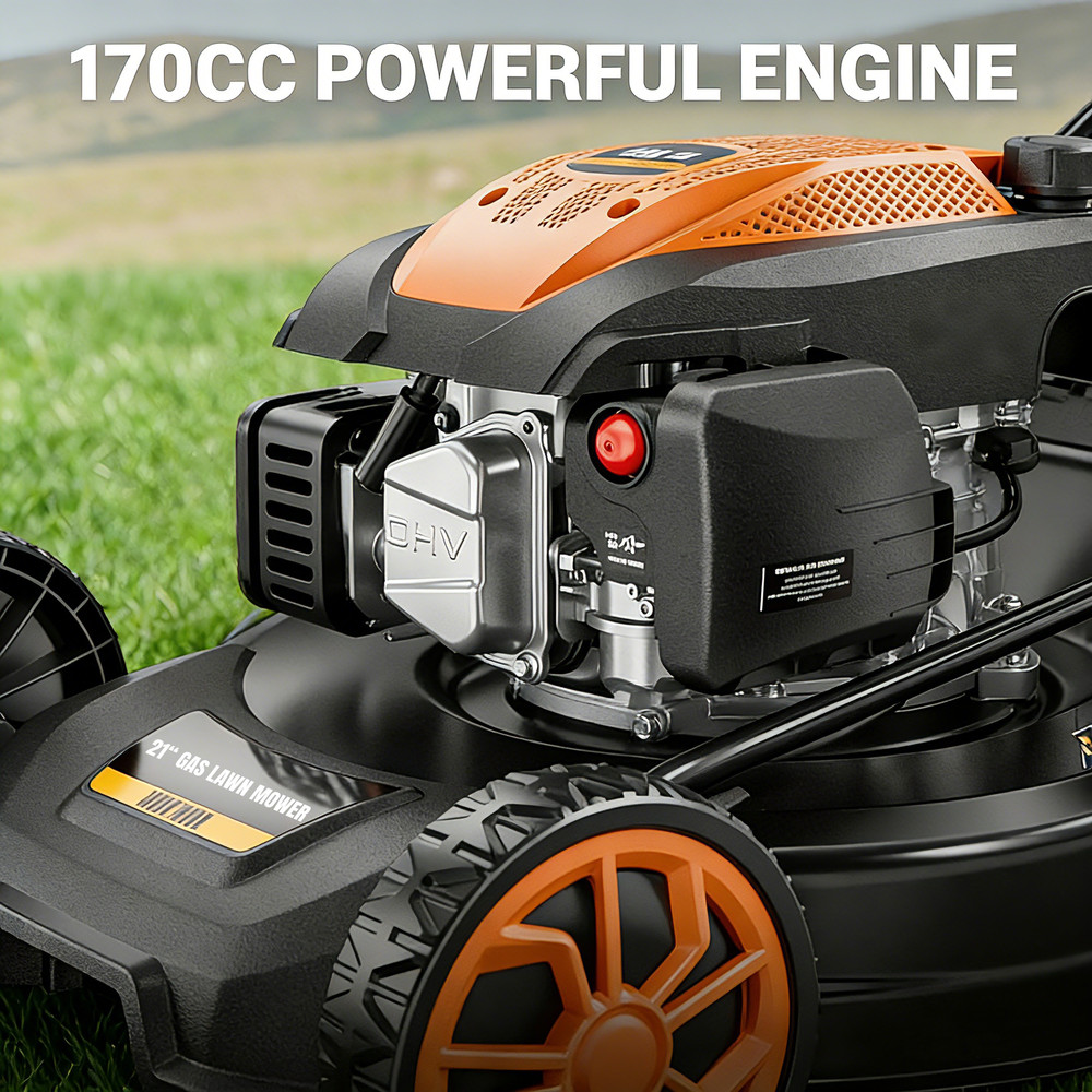 Efurden 21” Self-Propelled Lawn Mower Gas Powered with Bagger 170cc Engine