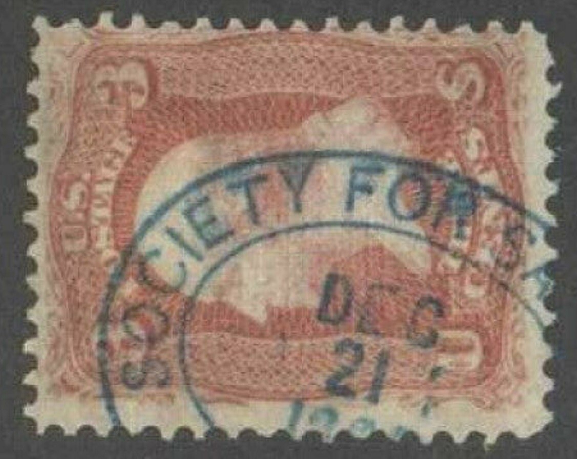 SOCIETY FOR SAVINGS (?) - BANK (?) - BLUE OVAL FANCY CANCEL c.1868 on US #94