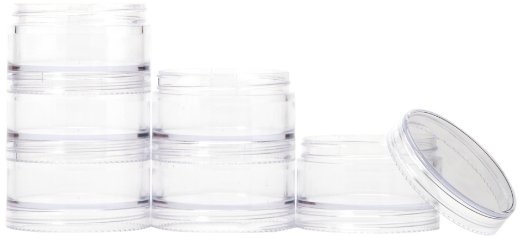 Storage Box 6 Stackable Clear Round Containers for Crafts Beads 2.75" Round