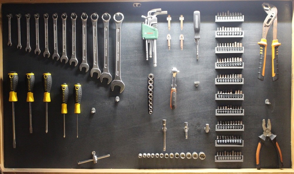 Garage Tool Panel Pegs and Holders - Wall Mount Organization System for Workshop