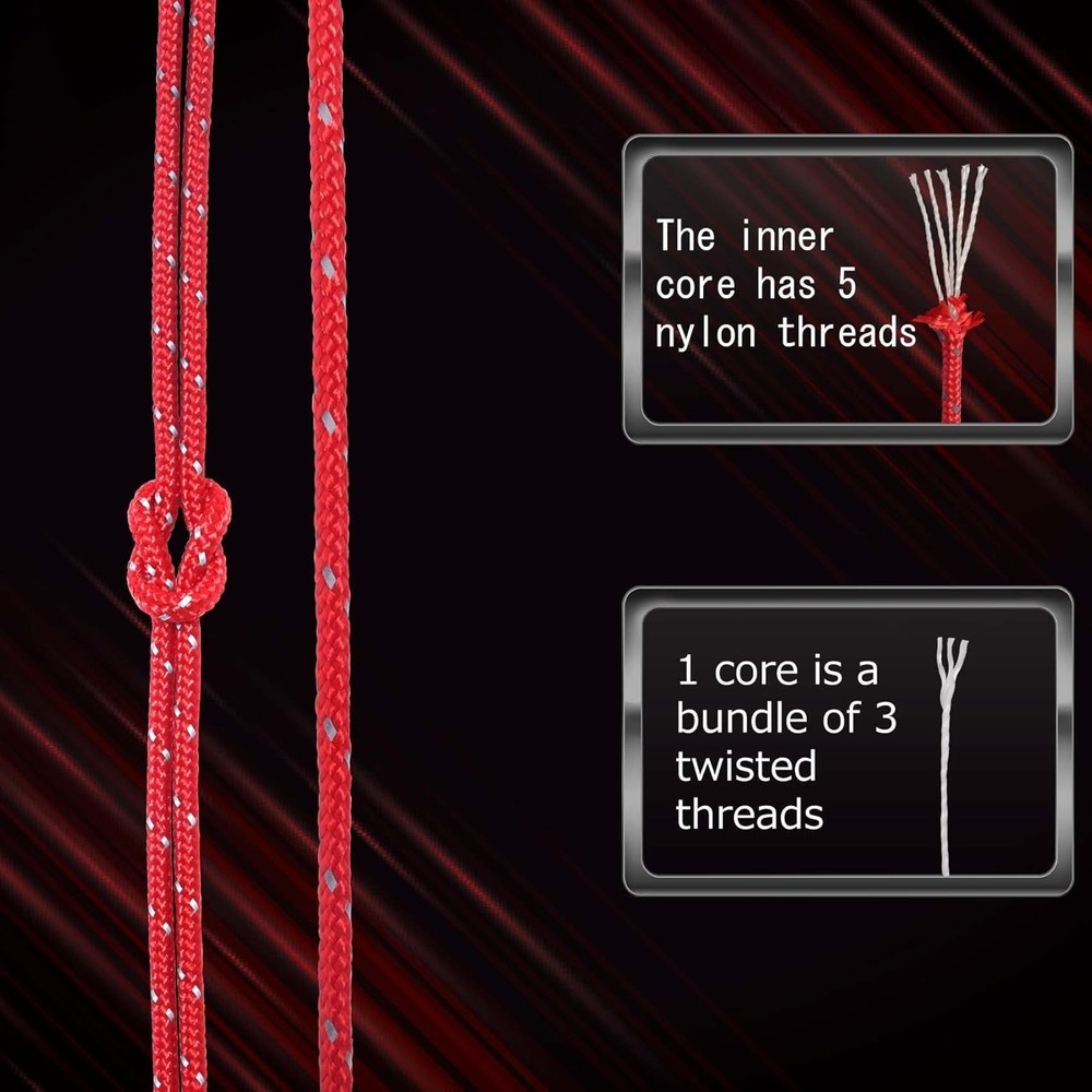 164ft Guyline Solid Braid Nylon Rope for Outdoor Activities