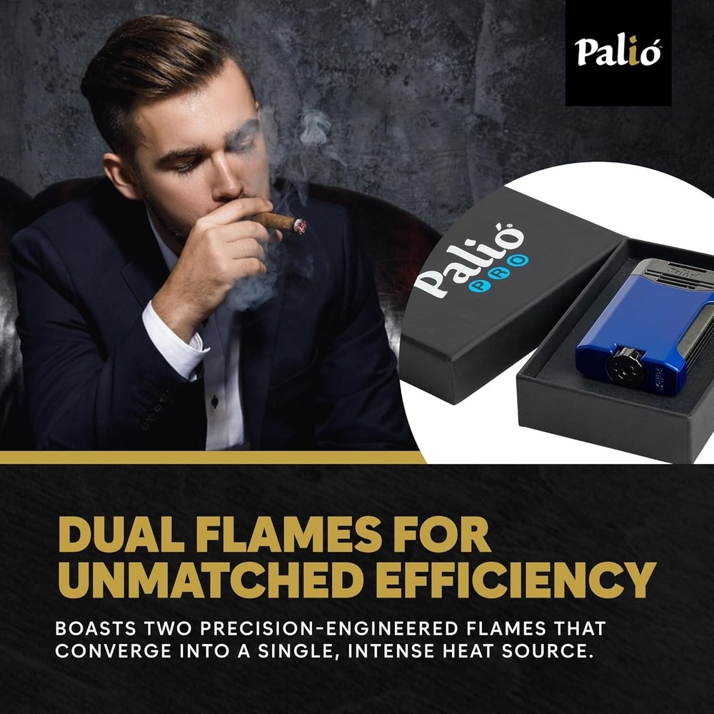 PALIO® Pro Line, Antares Double-Jet Torch Lighter. Side Squeeze Ignition, Blue