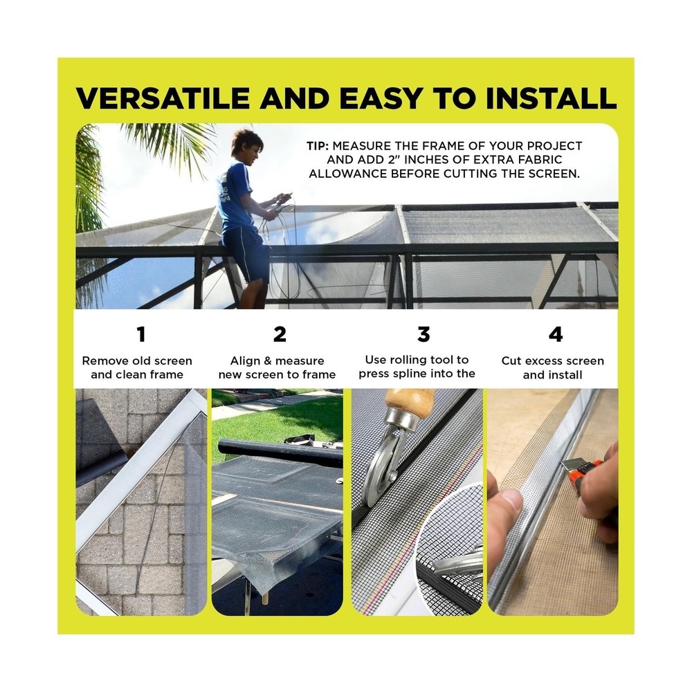 DOCA 84 in x 100 ft Window Screen Mesh - Window Screen Replacement, Fiberglas...