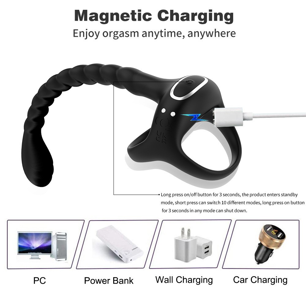 Anal Vibrator Prostate Massager With Cock Ring Sex Toy for Couple Male Anal Plug