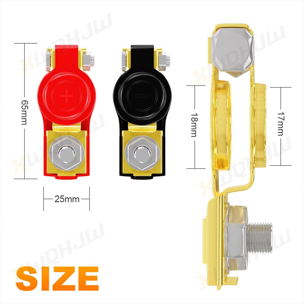 2PCS Positive Negative Car Battery Cable Terminals Top Post Connectors Clamp Set