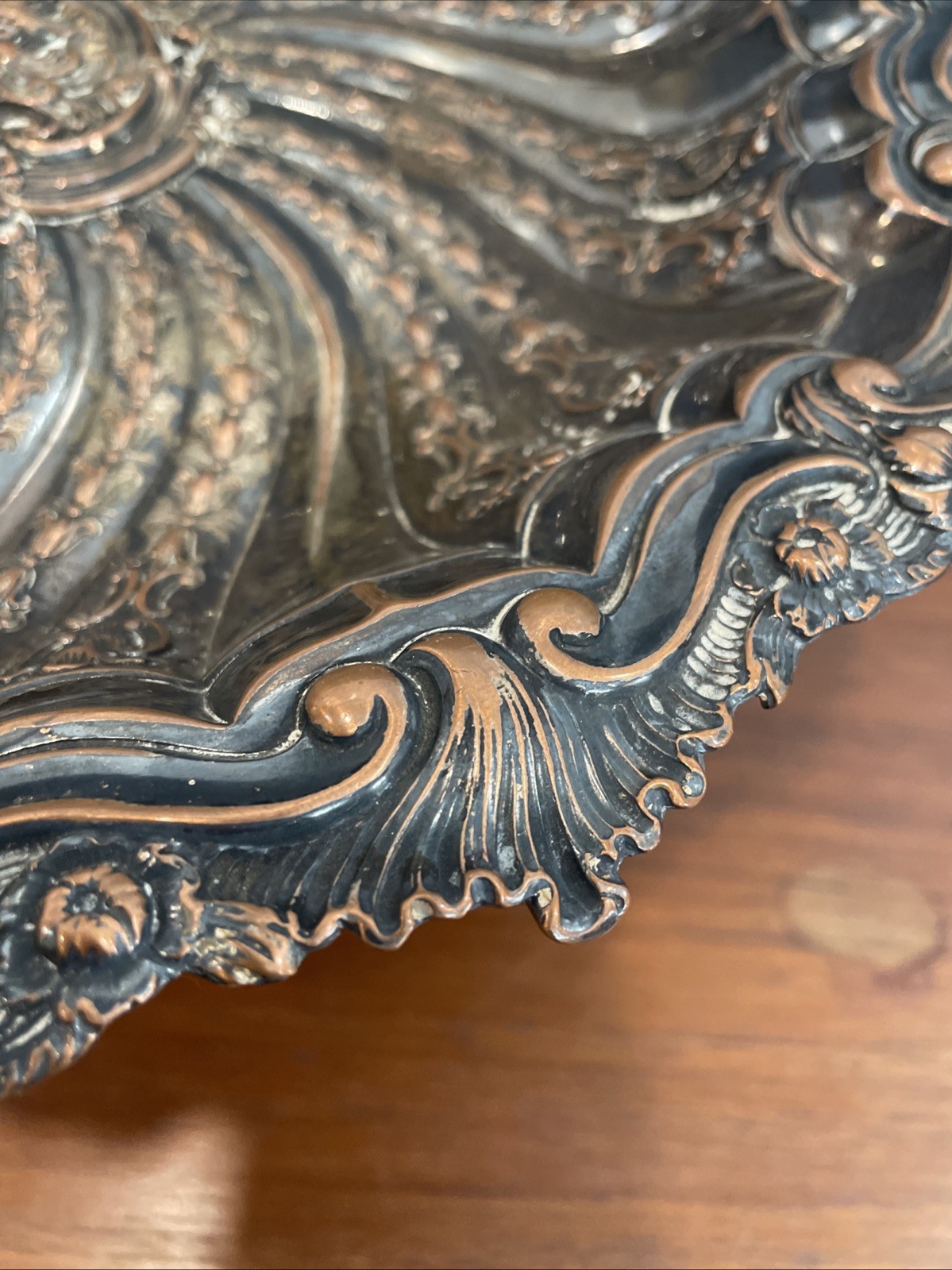 Antique German Silver Rococo Baroque Renaissance Green Man Face Charger Tray