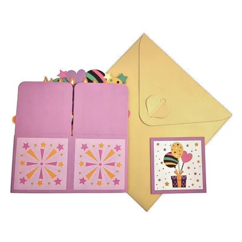 3D POP UP BIRTHDAY CARD WITH ENVELOPE/NOTE CARD