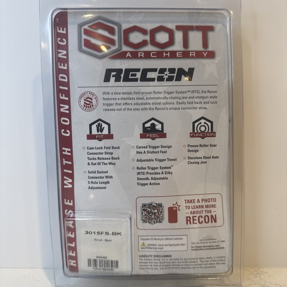 Scott Archery Recon Release 3015FS-BK - New / Ships Fast!
