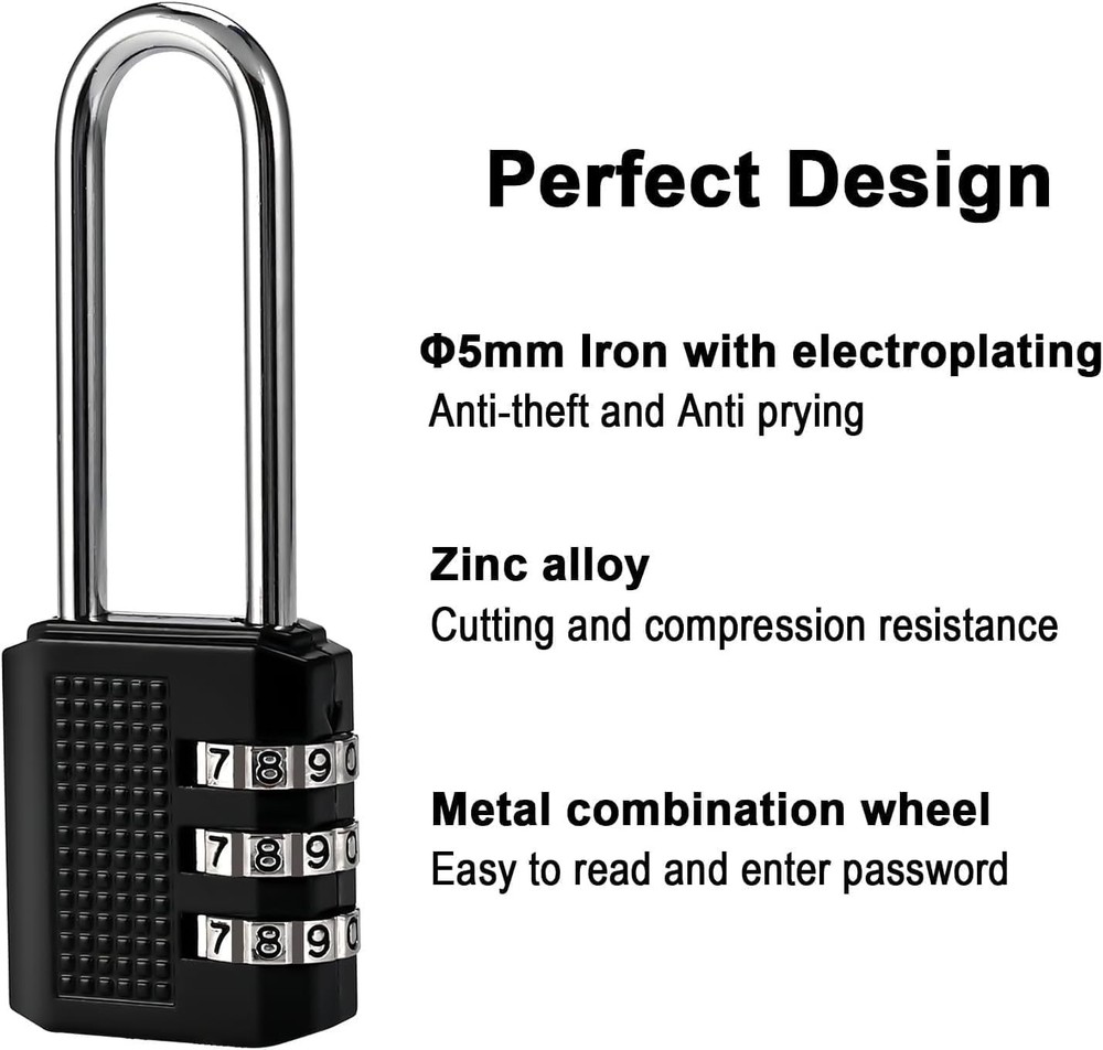 3 Digit Small Combination Locker Lock, 2.2 in Long Shackle Padlock Combinatio...