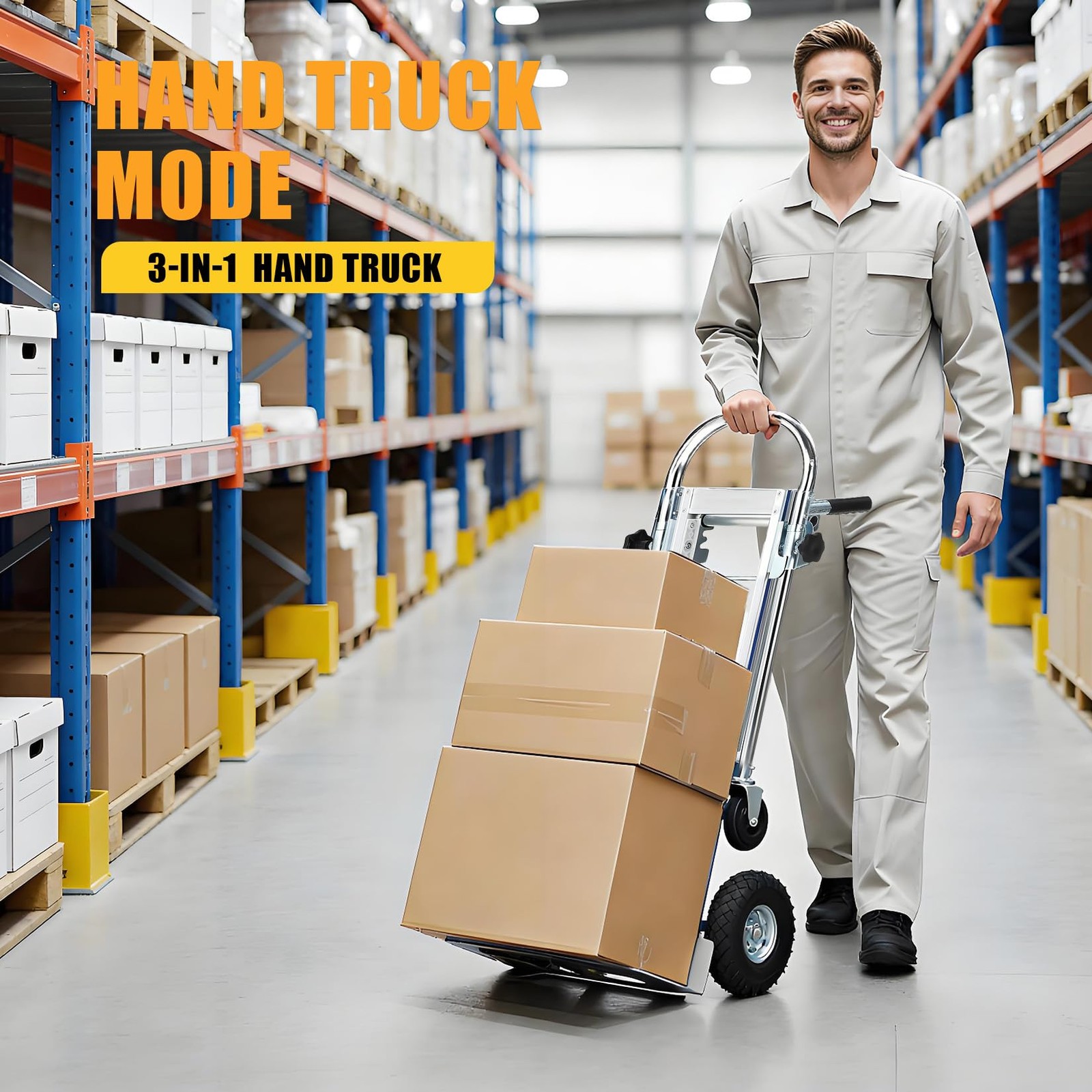 1000 lbs Heavy-Duty Folding Dolly Cart ,3-in-1 Convertible Aluminum Hand Truck