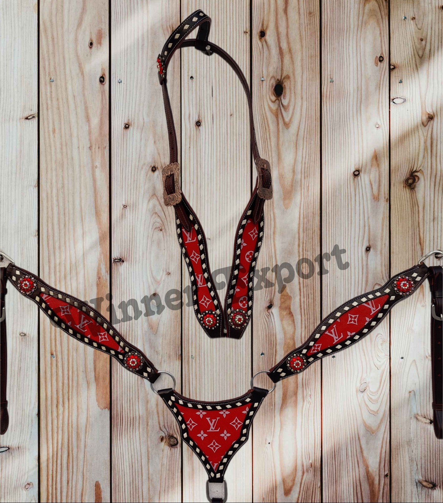 Western Leather Tack Set | Red Tack Set For Horse