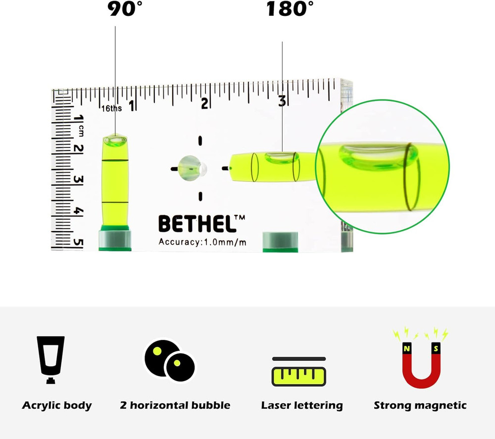 Small Level Shatterproof Cross Check Magnetic BubbleLevel Mini PocketLevel 90...