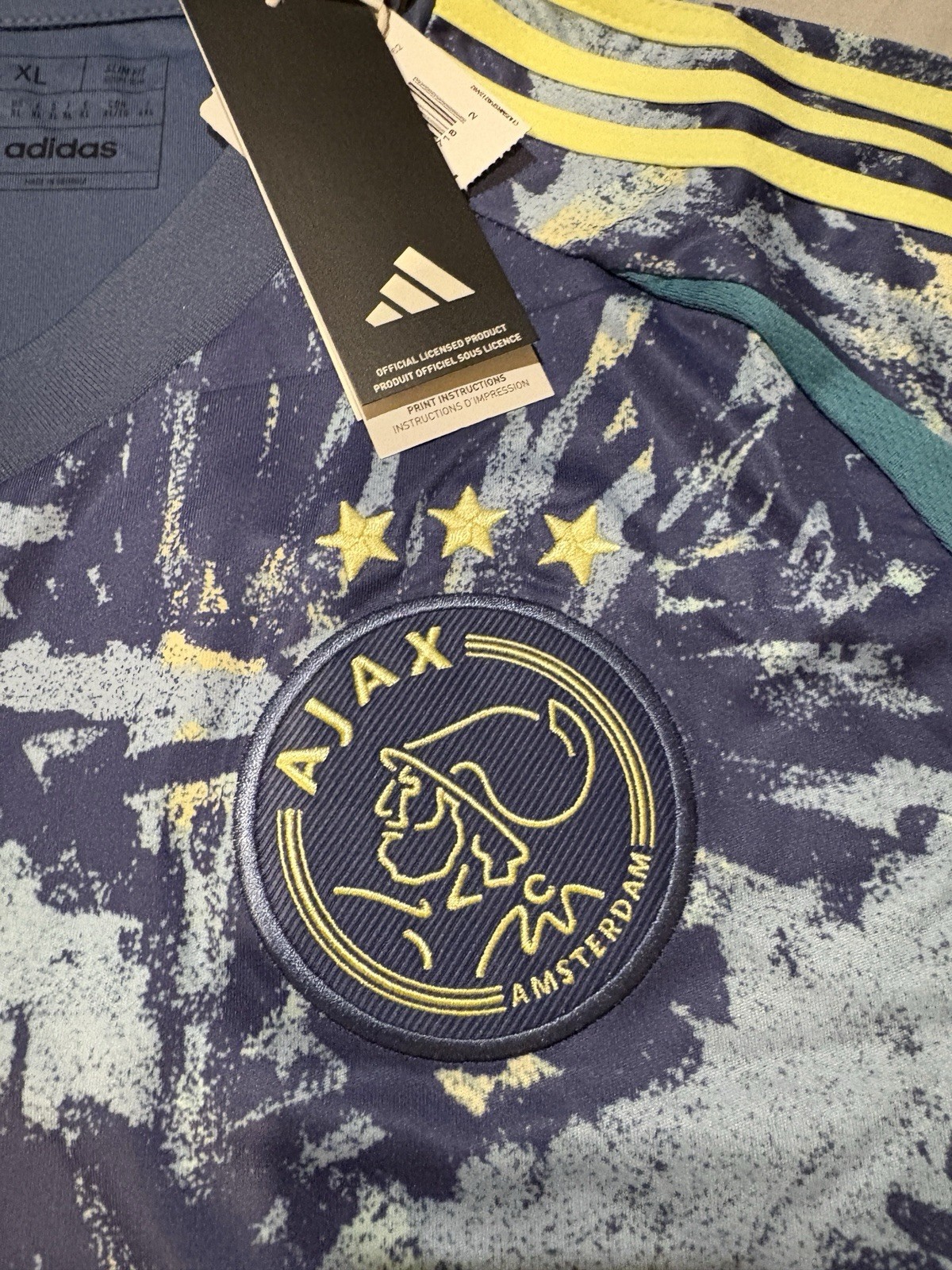 2024 Ajax Away Kit Jersey Adidas Men’s XL Brand New with Tags Blue