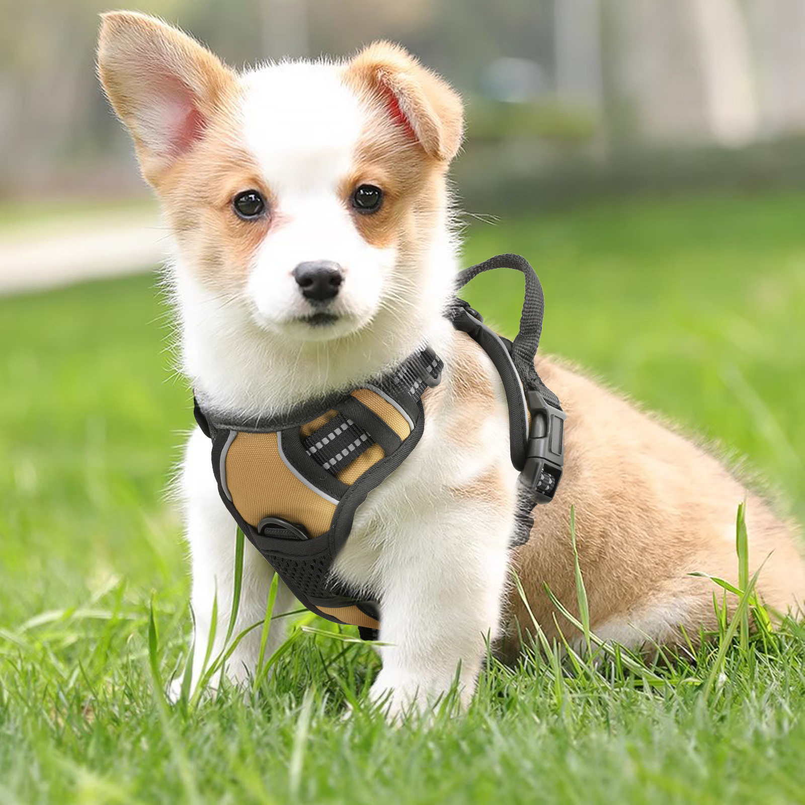 No Pull Reflective Dog Pet Harness Control Handle Adjustable Control Vest Brown