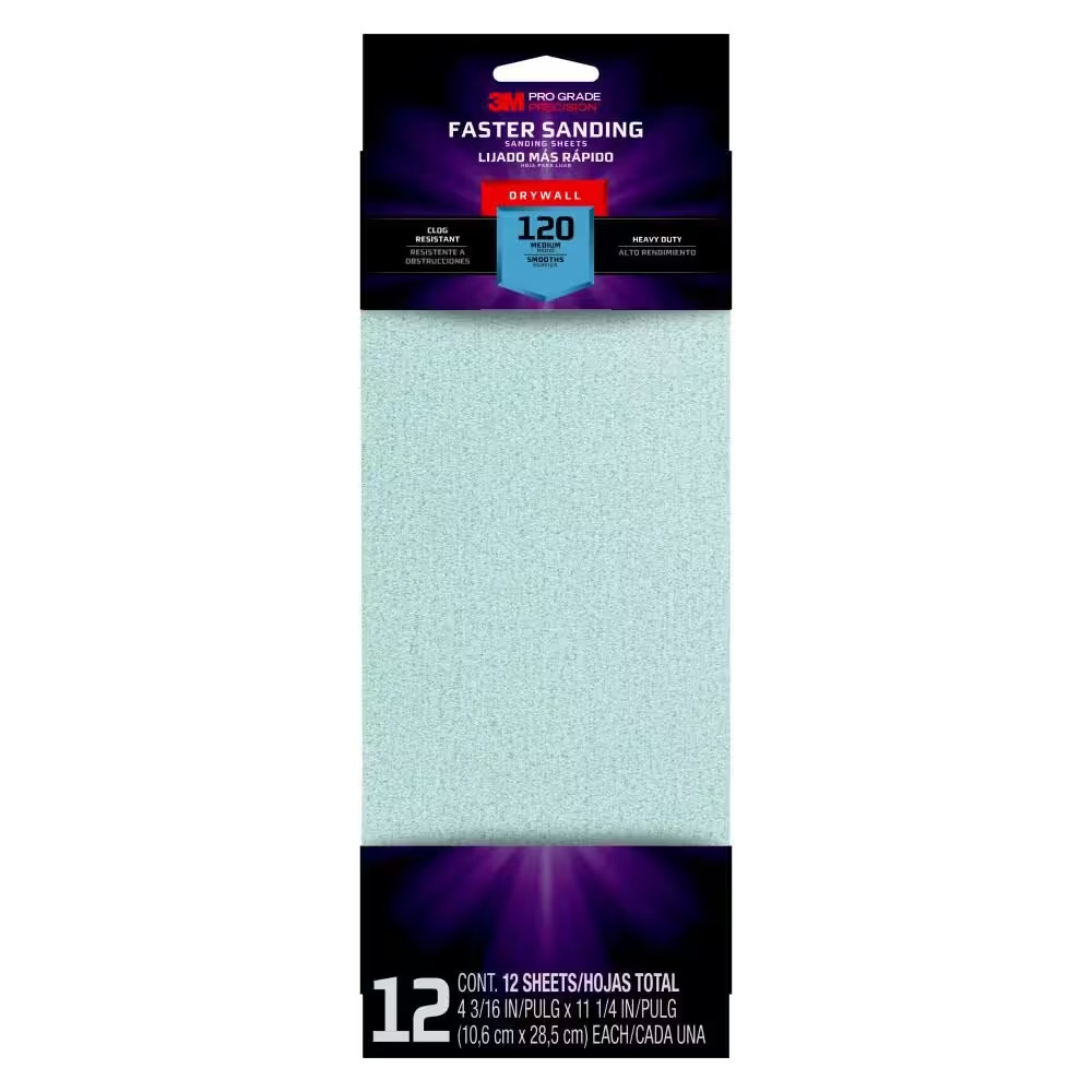 Pro Grade Precision 120 Grit Drywall Plaster Sanding Sheets (12-Pack)