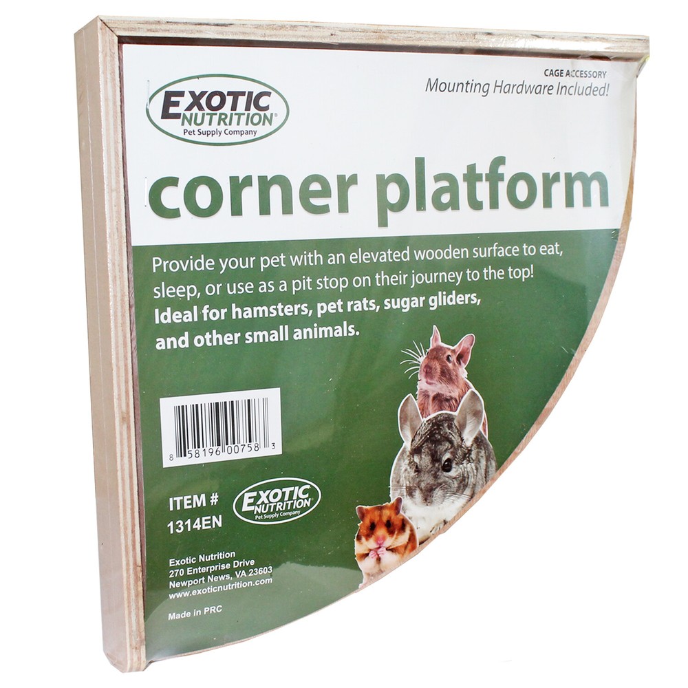 Wood Corner Platform (Small) - Cage Shelf - Sugar Glider, Squirrel, Hamster