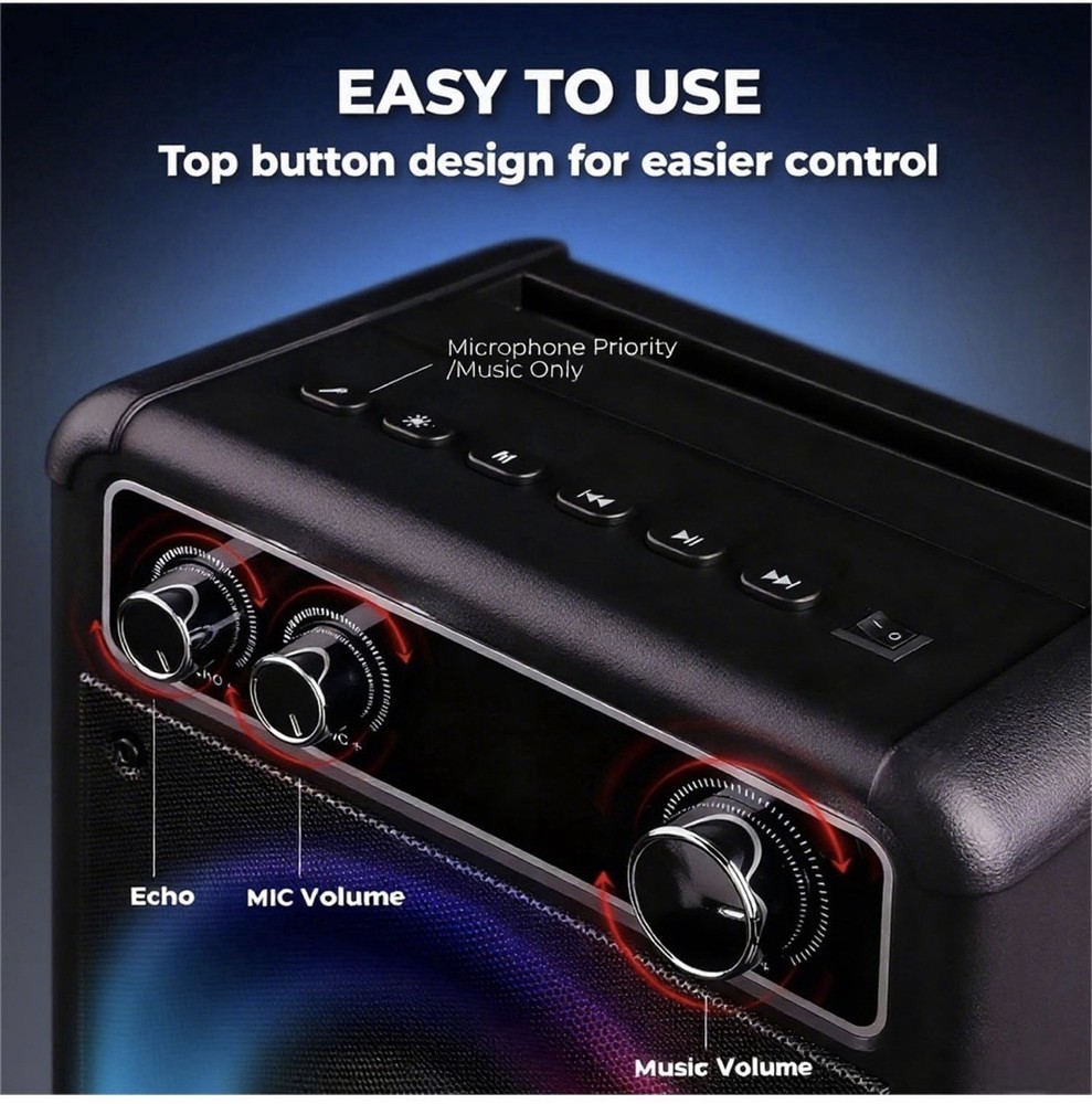 VOSOCO Portable Karaoke Machine T-03 with 2 Microphones