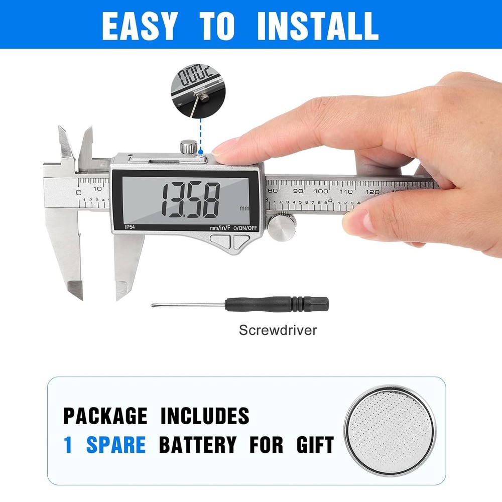 Multi-Function Stainless Steel Digital Caliper: 0-6 Inches with 3 Unit Switch