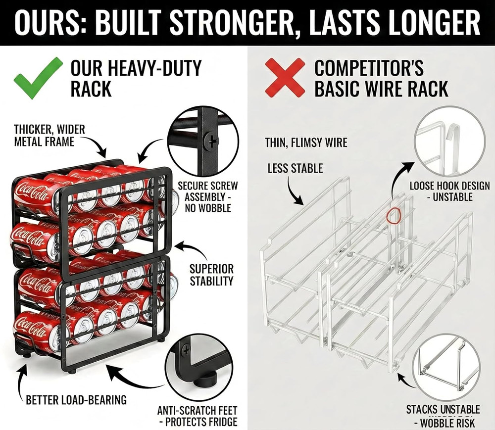Soda Can Organizer Storage Rack, 2 Pack Stackable Beverage Soda Can Dispenser Or