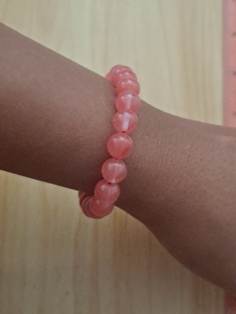cherry quartz stretch bracelet