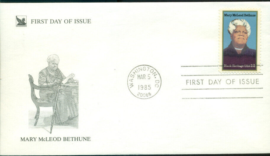 1985 First Day of Issue -Black Heritage Stamp - Mary McLeod Bethune  - RD