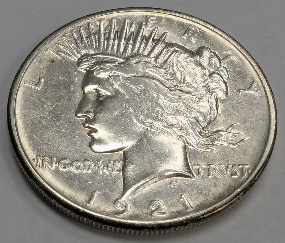 1921 Peace Silver Dollar US Coin - Cleaned