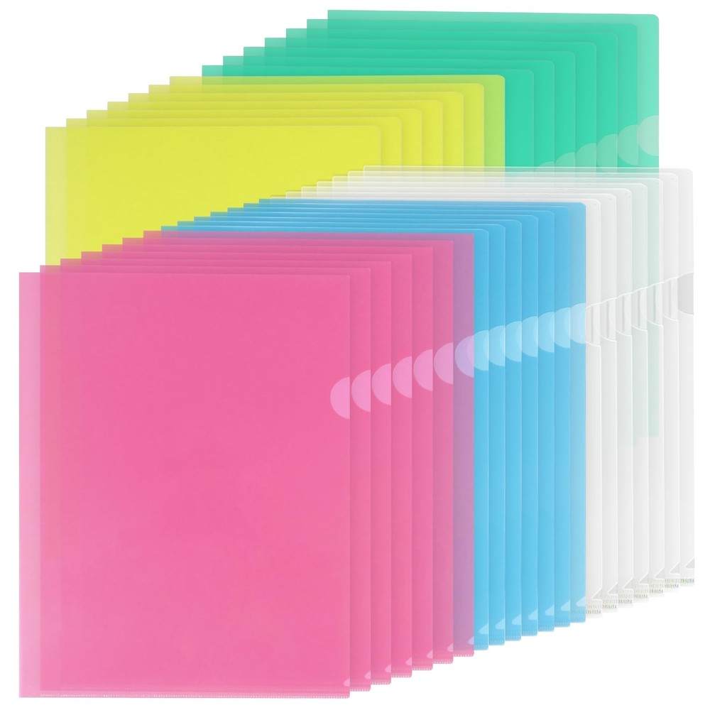 35 Pack Clear Plastic Folders Sleeves Document Project Pockets for Letter Size