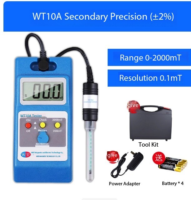 WT10A LCD Teslameter Gaussmeter Surface Magnetic Field Tester Ns Function