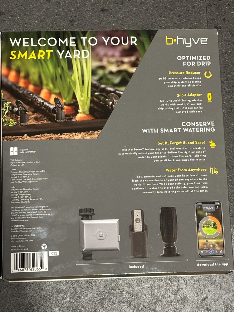 ORBIT B-HYVE Smart Hose Drip Irrigation Timer Wi-Fi Controller 62065