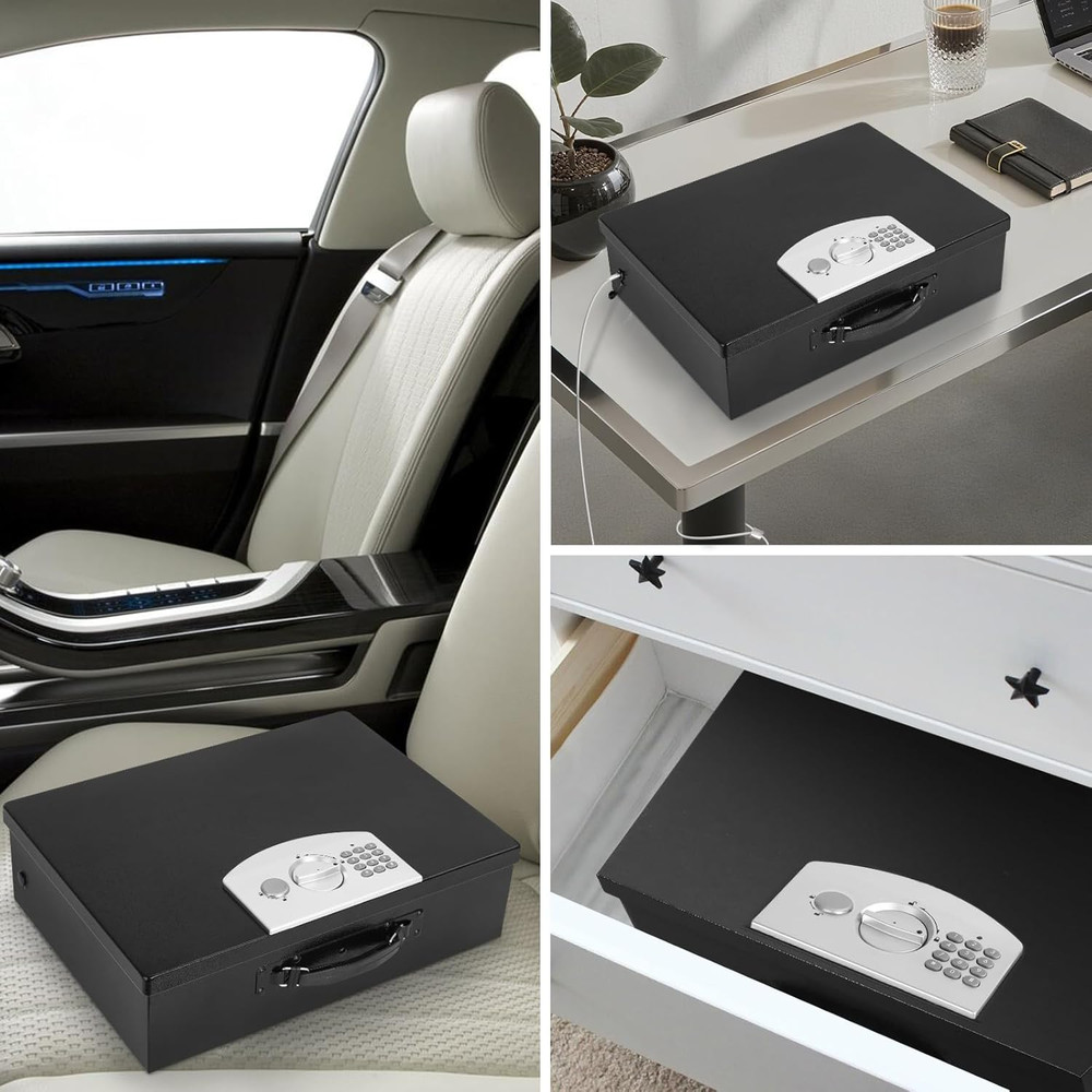 Portable Metal Safe Box with Digital Code Lock,Fire Resistant Storage for Docume