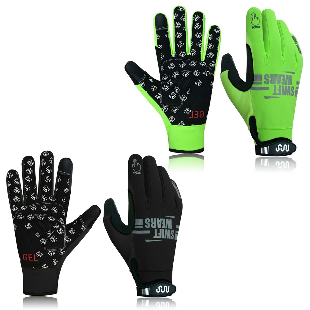 Cycling Gloves Windproof Padded Gel Touchscreen Full Finger Bike Sofshell Mitten
