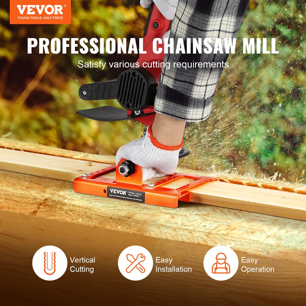 VEVOR Chainsaw Mill Vertical Cast Iron Lumber Cutting Guide 2"-6" Cutting Width