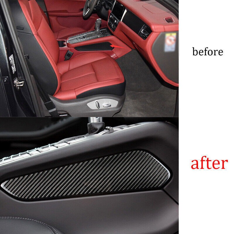 For Porsche Macan 2015-2021 Carbon Fiber Vinyl Console Gear Shift Both Side Trim